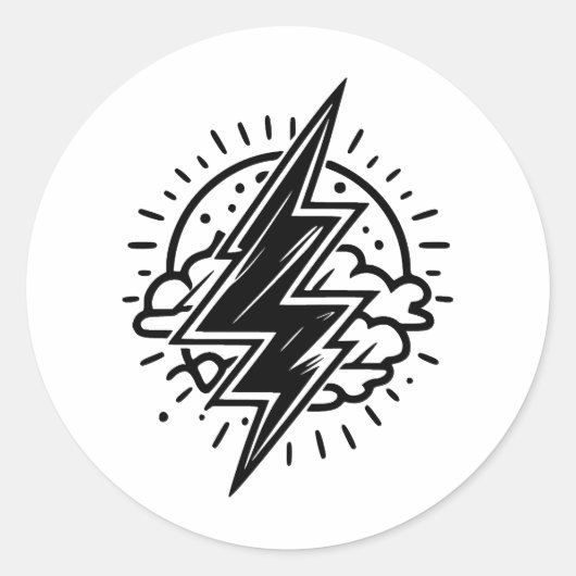 Blitze in Minimalistisch Schwarz/Weiß Runder Aufkleber (Vorderseite)