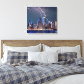 Blitze schlagen Modern New York City Skyline Leinwanddruck (Insitu (Schlafzimmer))