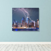 Blitze schlagen Modern New York City Skyline Leinwanddruck (Insitu (Holzboden))