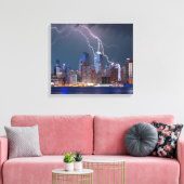 Blitze schlagen Modern New York City Skyline Leinwanddruck (Insitu (Wohnzimmer))