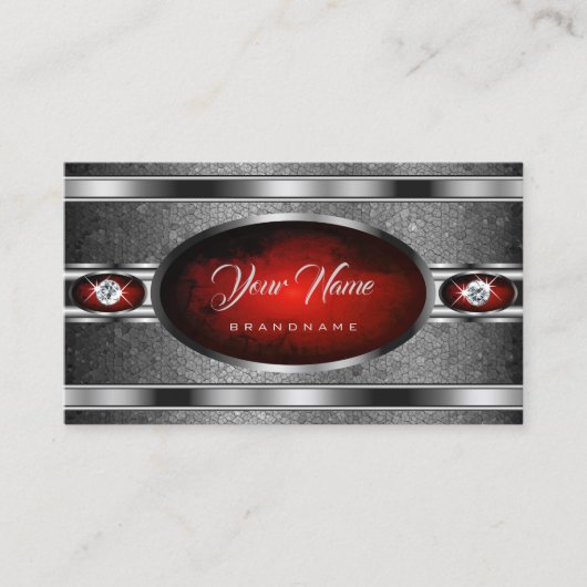 Blitze Silver Effect Red Pattern Imitate Rhineston Visitenkarte (Vorderseite)