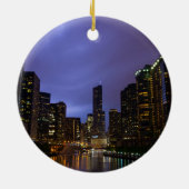 Blitze über dem Fluss Chicago Keramik Ornament (Hinten)