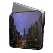 Blitze über dem Fluss Chicago Laptopschutzhülle (Vorderseite Links)