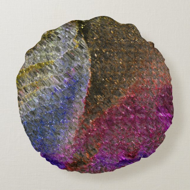 Blitze und rustikale geschmolzene Spritzgüsse aus  Rundes Kissen (Rückseite)