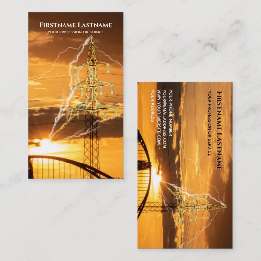 Blitze von Blitzen für Elektriker Visitenkarte (Vorne/Hinten)