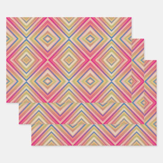Blitze von Pinks alternatives Diamantmuster Geschenkpapier Set (Set)