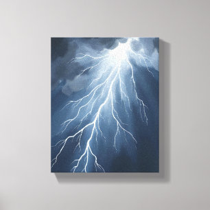 Blitzeinschlag   Stürmischer Himmel Aquarell Leinwanddruck