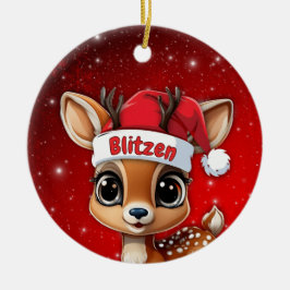 Blitzen Baby Deer, Fawn, Doe, Reindeer🦌 🎄 Keramik Ornament