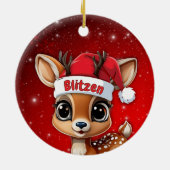 Blitzen Baby Deer, Fawn, Doe, Reindeer🦌 🎄 Keramik Ornament (Hinten)