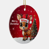 Blitzen Baby Deer, Fawn, Doe, Reindeer🦌 🎄 Keramik Ornament (Rechts)