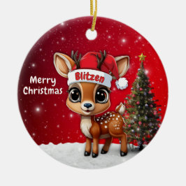 Blitzen Baby Deer, Fawn, Doe, Reindeer🦌 🎄 Keramik Ornament