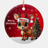Blitzen Baby Deer, Fawn, Doe, Reindeer🦌 🎄 Keramik Ornament (Hinten)