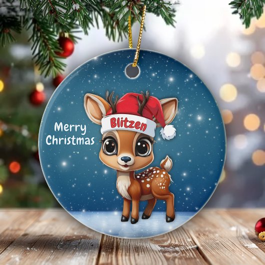Blitzen Cute animal reindeer character, deer 🦌 🎄 Keramik Ornament