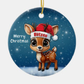 Blitzen Cute animal reindeer character, deer 🦌 🎄 Keramik Ornament (Vorne)