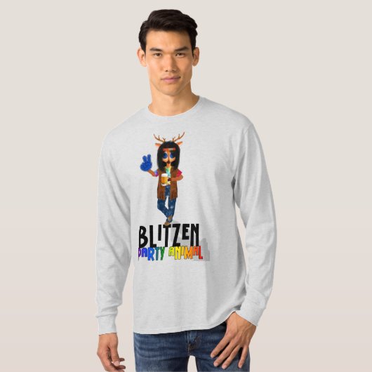 Blitzen der Party Tier-Weihnachtsmann T-Shirt (Vorne ganz)
