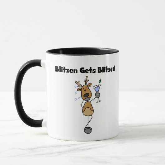 Blitzen Gets Blitzed Funny Holidays Tasse (Links)