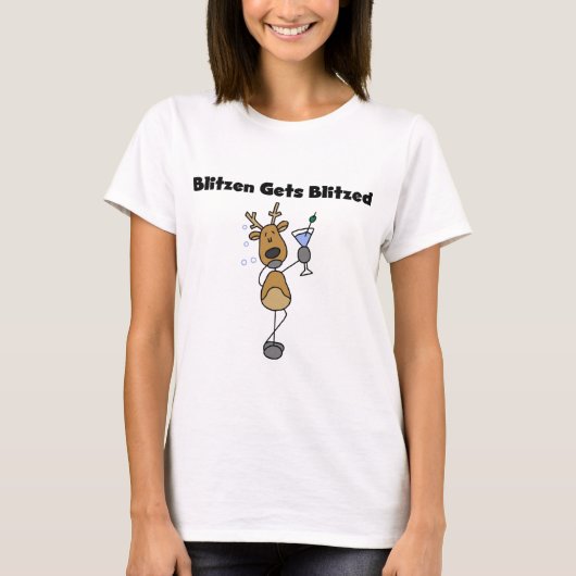 Blitzen Gets Blitzed Reindeer Tshirts und Geschenk (Vorderseite)