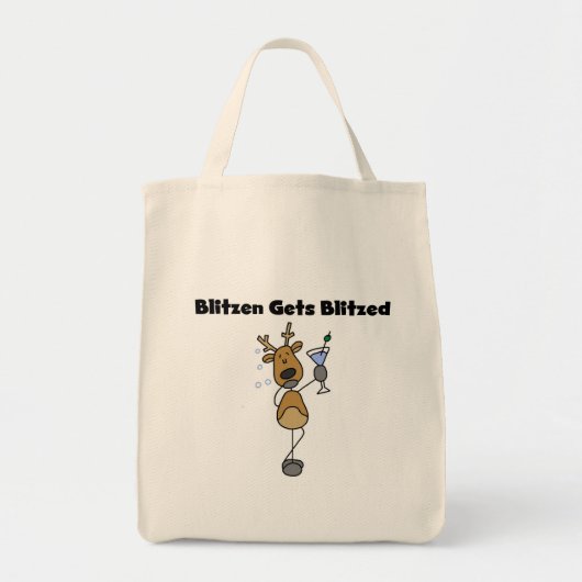 Blitzen Gets Blitzed Reindeer Tshirts und Geschenk Tragetasche (Vorne)