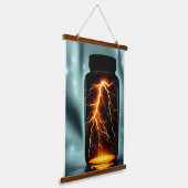 Blitzen in einer kleinen digitalen Kunst Wandteppich Mit Holzrahmen (Gewinkelt)