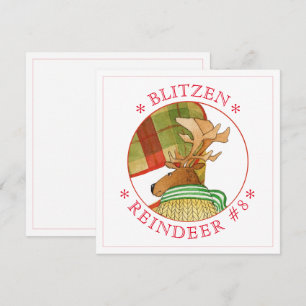 BLITZEN REINDEER 5,25" Square Flat Card Feiertagskarte