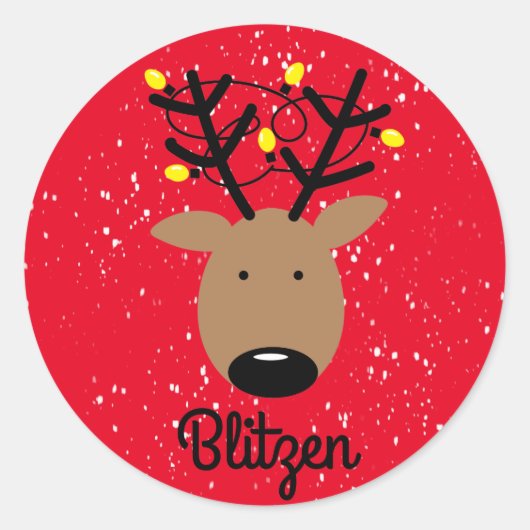 Blitzen Reindeer Classic Round Sticker (Vorderseite)
