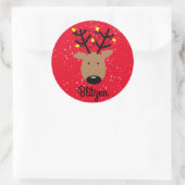 Blitzen Reindeer Classic Round Sticker (Tasche)