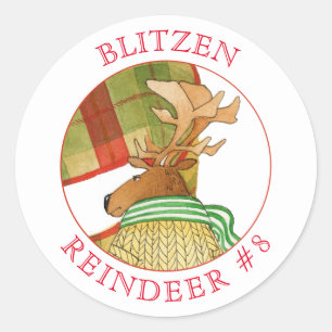 BLITZEN REINDEER Große Round Stickers