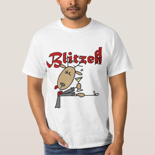 Blitzen Reindeer ist Blitzed Christmas T - Shirt (Vorderseite)
