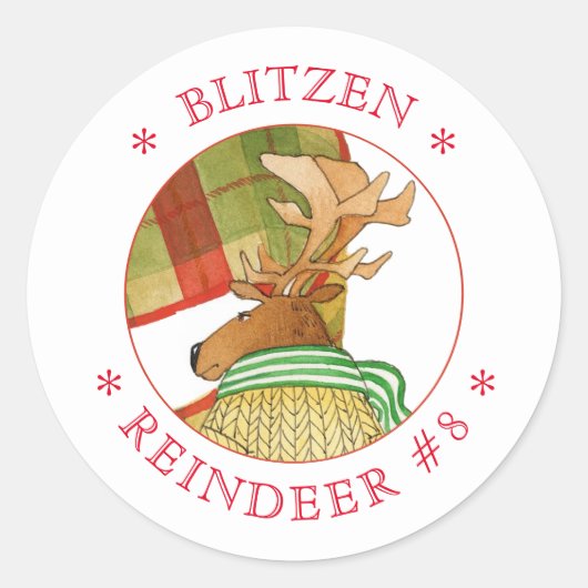 BLITZEN REINDEER Kleine Round Stickers (Vorderseite)