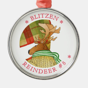 BLITZEN REINDEER Premium RUNDFUNK Ornament Aus Metall