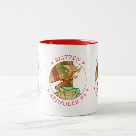 BLITZEN REINDEER Red Two-Tone Tasse (Mittel)