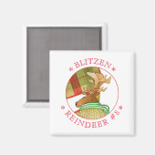 BLITZEN REINDEER Square Magnet (Vorderseite/Rückseite)