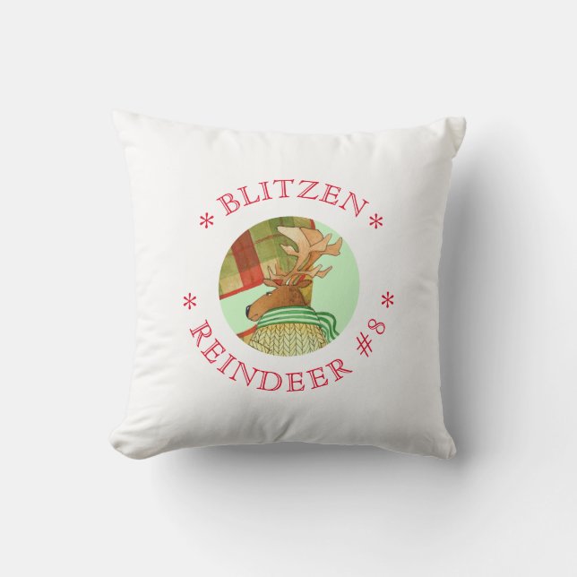 BLITZEN REINDEER Square Throw Kissen (Vorderseite)