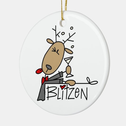 Blitzen Reindeer Weihnachtsgeschenke und Geschenke Keramik Ornament (Links)