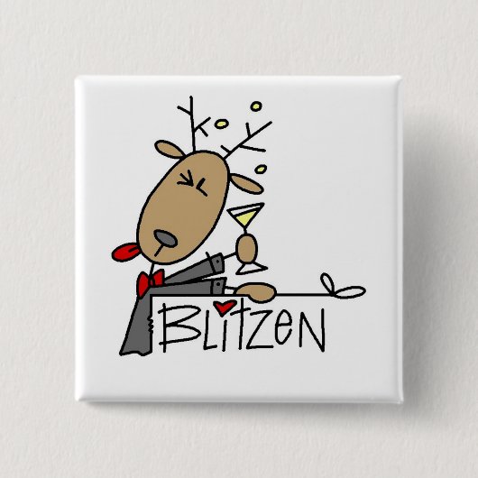 Blitzen Ren-Weihnachtst-shirts und -geschenke Button (Vorderseite)