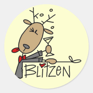 Blitzen Rentier T-Shirts und Geschenke Runder Aufkleber