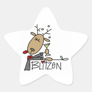 Blitzen-Rentier-Weihnachts-T-Shirts und Geschenke Stern-Aufkleber