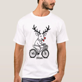 Blitzen The Reindeer Riding a Bike T-Shirt