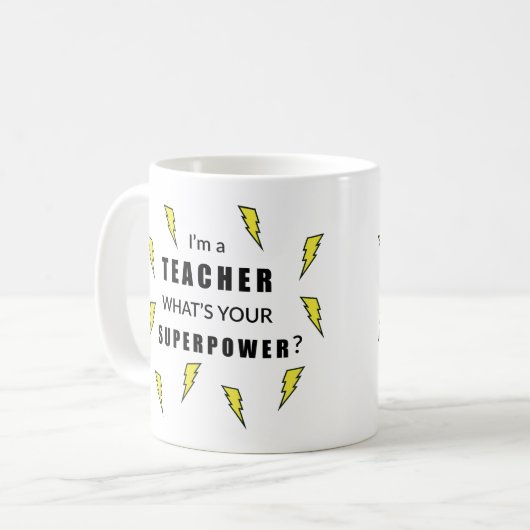 Blitzende Bolt-Superpower-Lehrer-Tasse Kaffeetasse (Vorderseite Links)