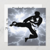 Blitzende männliche Kampfkunst Einladung in Silber (Vorne/Hinten)