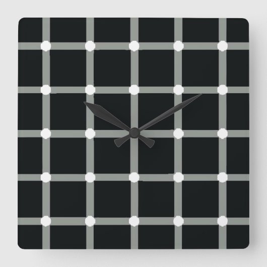 Blitzende schwarze Punkte - optische Illusion Quadratische Wanduhr (Vorderseite)