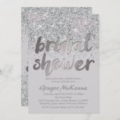 Blitzende Silver Glitzer Bridal Dusche Einladungen (Vorne/Hinten)