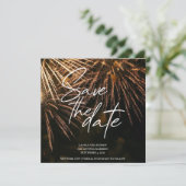 Blitzfeuer Save the Date Hochzeit Einladung (Stehend Vorderseite)