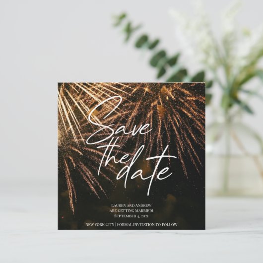 Blitzfeuer Save the Date Hochzeit Einladung (Stehend Vorderseite)
