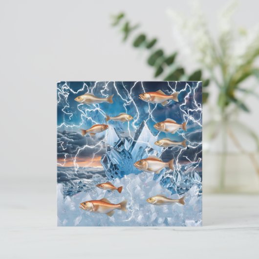 Blitzfisch Feiertagskarte (Stehend Vorderseite)