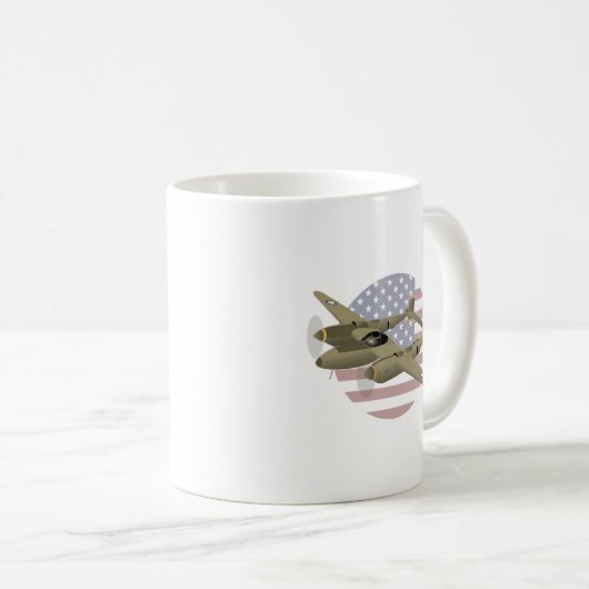 Blitzflugzeug WW2 P-38 Kaffeetasse (VorderseiteRechts)