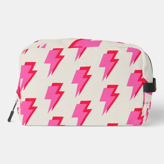 Blitzrosa Hintergrund Y2K Muster Waschbeutel (Rückseite)