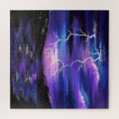 Blitzschlag bei Nacht über einem Fluss - Zeichnend Puzzle (Horizontal)