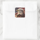 Blitzschlag des Patriotischen Amerikanischen Flagg Quadratischer Aufkleber (Tasche)