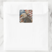 Blitzschlag des Patriotischen Amerikanischen Flagg Quadratischer Aufkleber (Tasche)